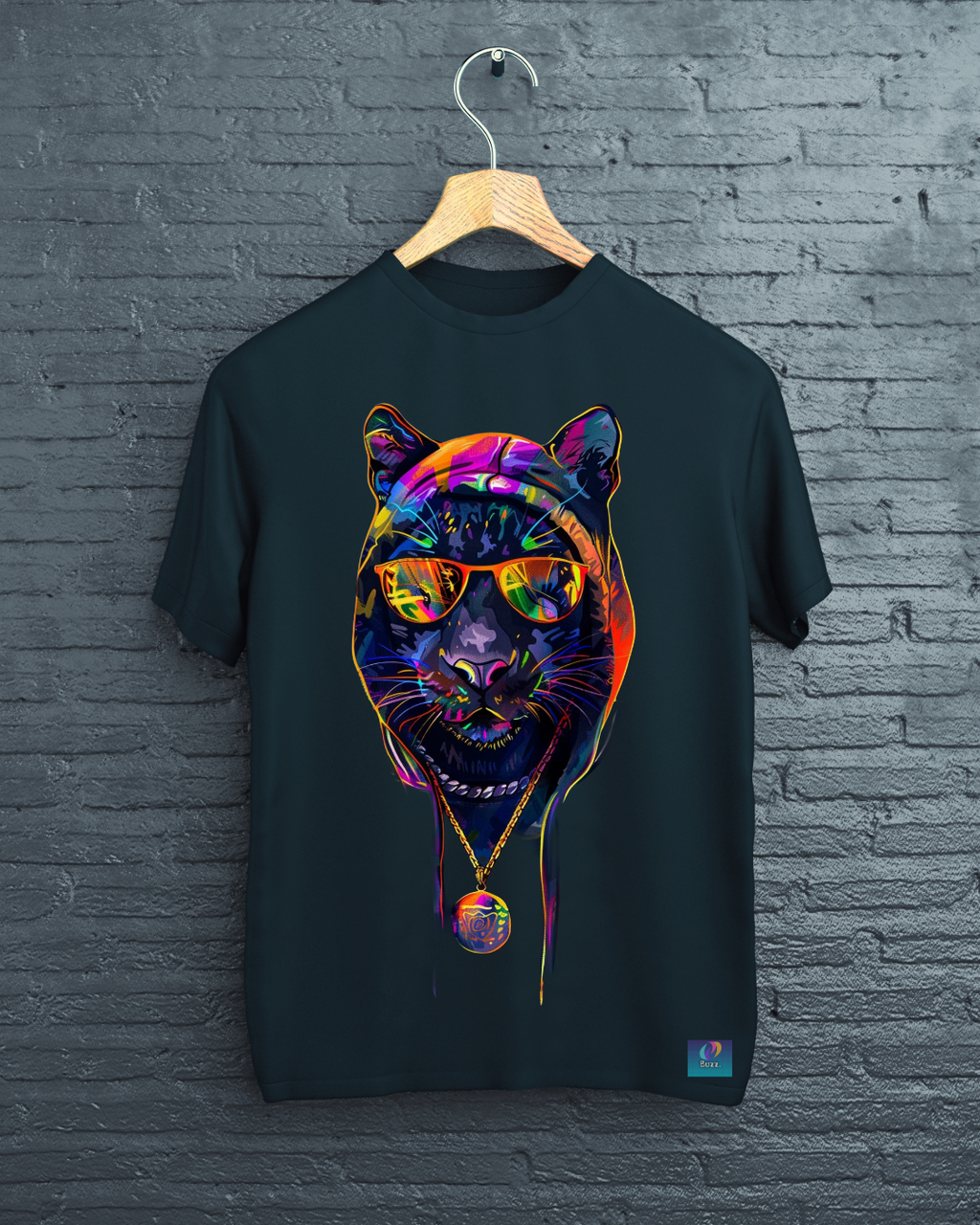 Neon Rage Leopard Graphic Tee – White