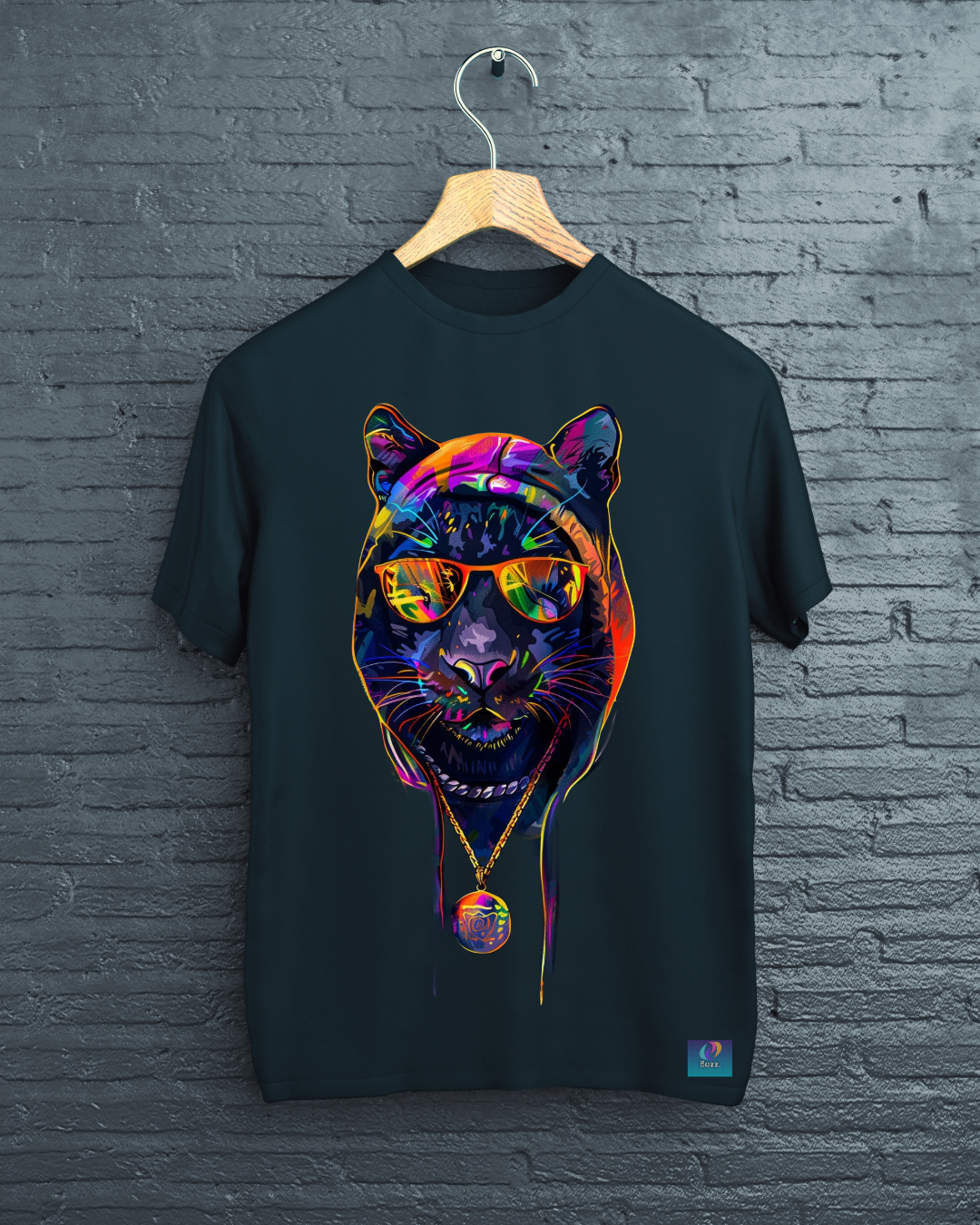 Neon Rage Leopard Graphic Tee – White