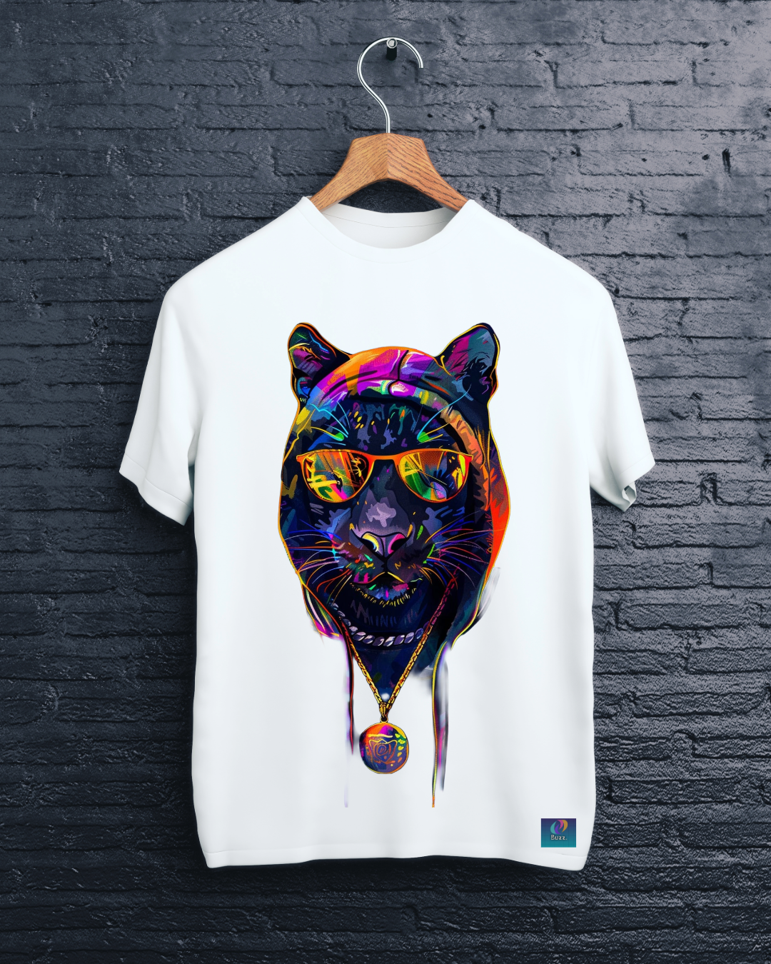 Neon Rage Leopard Graphic Tee – White