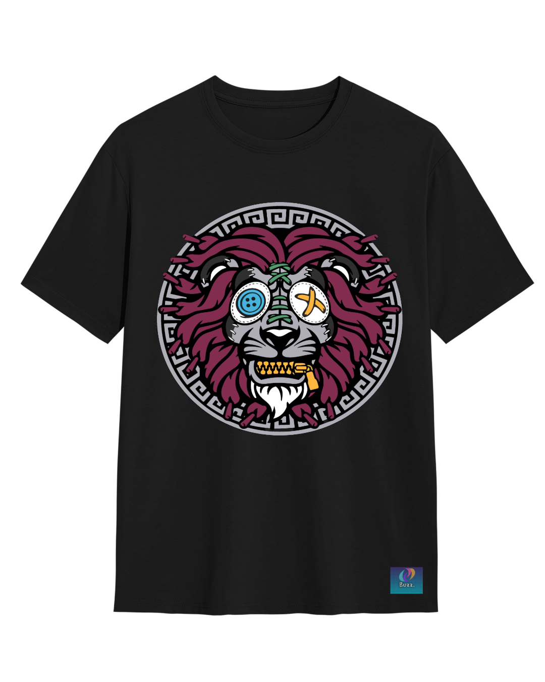 Crazy Lion Graphic Tee – Black