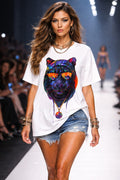 Neon Rage Leopard Graphic Tee – White